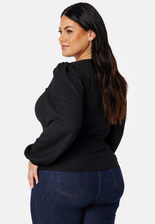 Square Neck Balloon Sleeve Top