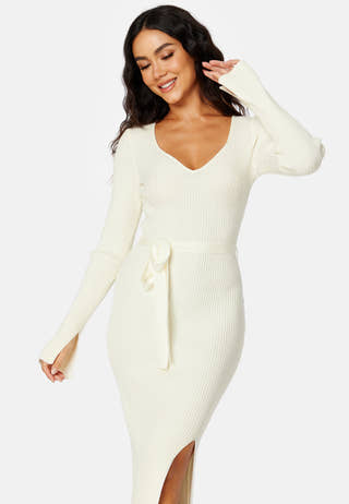 Slit Knitted Midi Dress