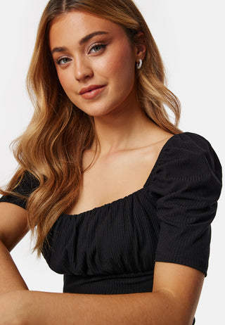 Rushed Square Neck Short Sleeve Top