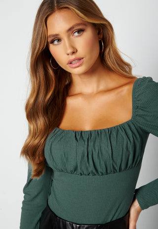 Square Neck Long Sleeve Top