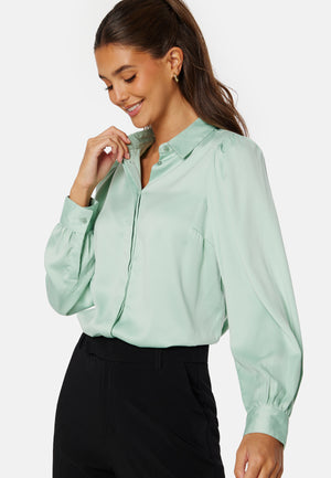 Satin Puff Sleeve Shirt