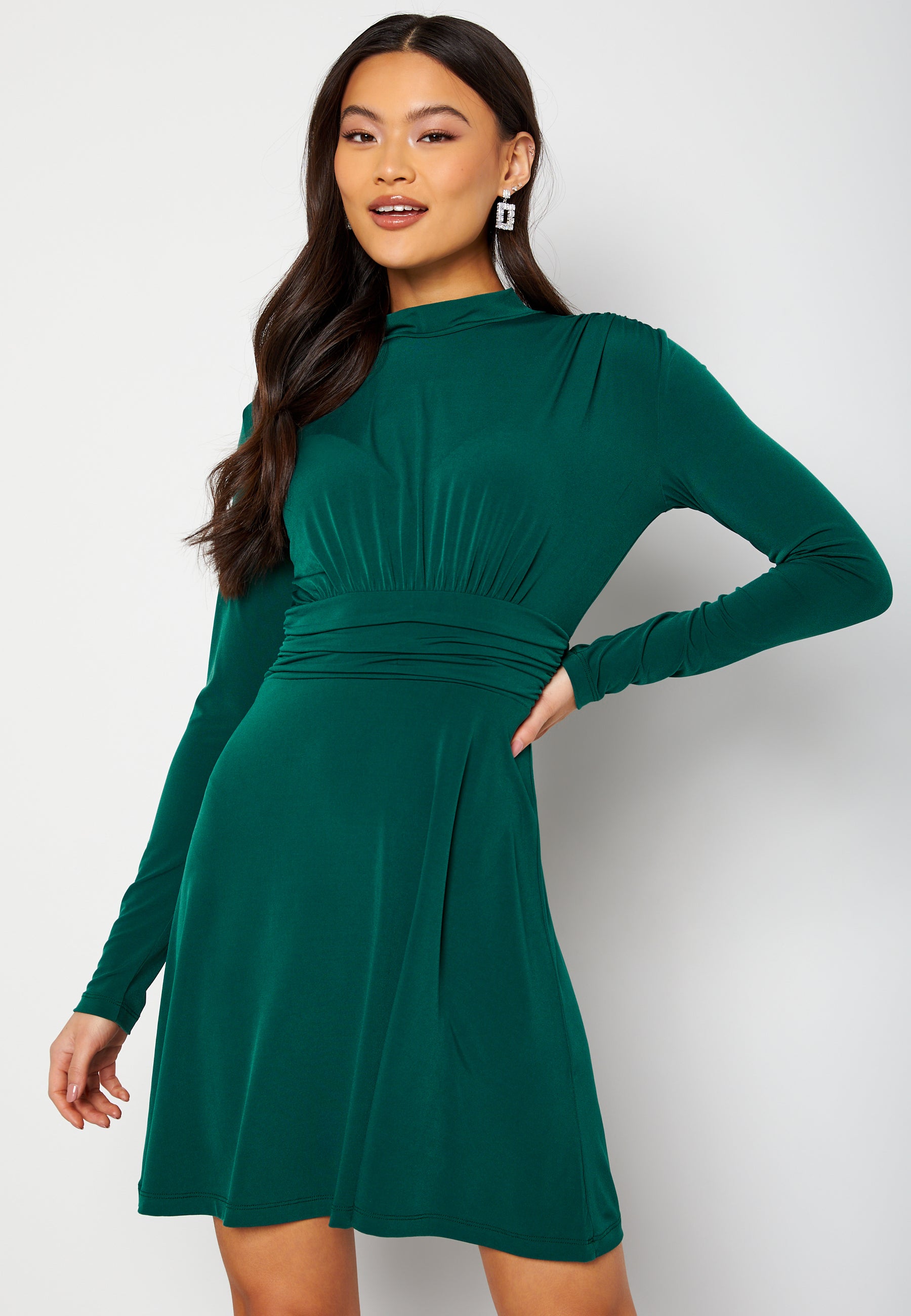 slim fit dress slacks Green Sparkle Sparkle Mini Skater Dress main image 0