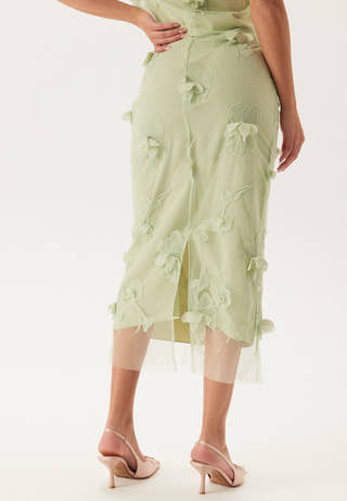 3D Floral Straight Ankle Skirt