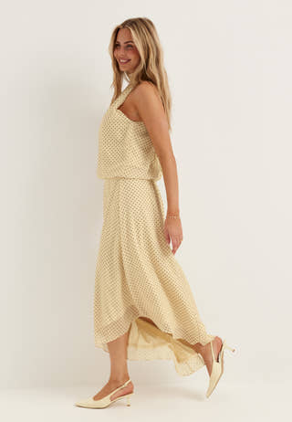 Asymmetric Chiffon Halterneck Dress