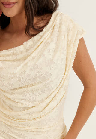 Asymmetric Draped Burnout Maxi Dress