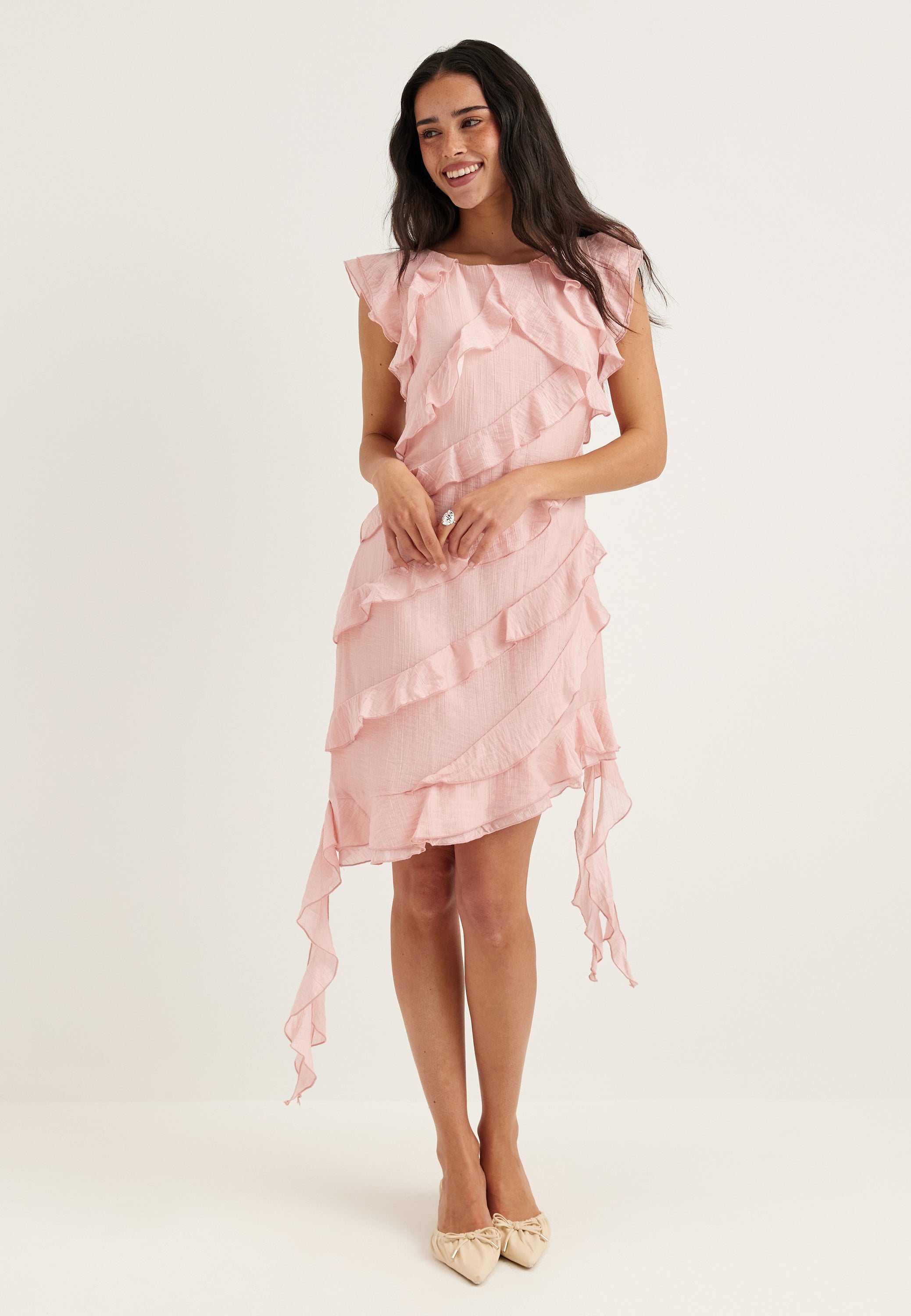 Moa mattsson x bubbleroom Asymmetric Frill Short Dress Dresses Pink Moa mattsson x bubbleroom Asymmetric Frill Short Dress Dresses Pink