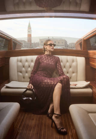 Asymmetric Lace Maxi Dress