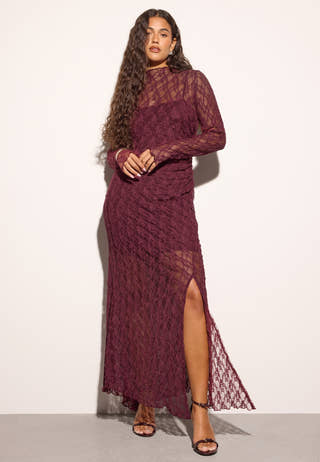 Asymmetric Lace Maxi Dress