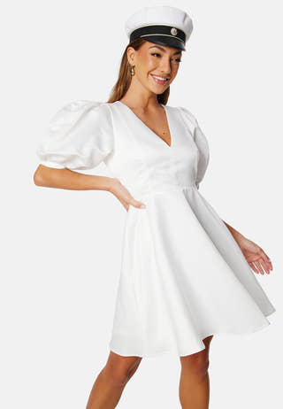 Puff Sleeve Satin Dress