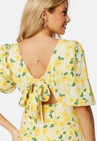 Puff Sleeve Bow Midi Dress