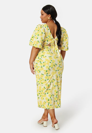 Puff Sleeve Bow Midi Dress