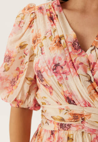 Balloon Sleeve Flounce Ankle Dress