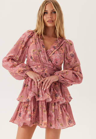 Balloon Sleeve Short Flounce Dress