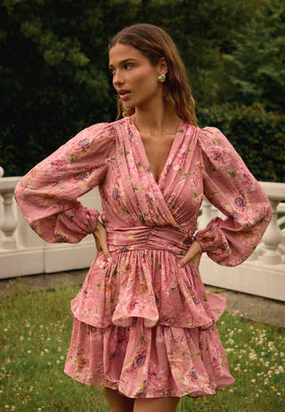 Balloon Sleeve Short Flounce Dress