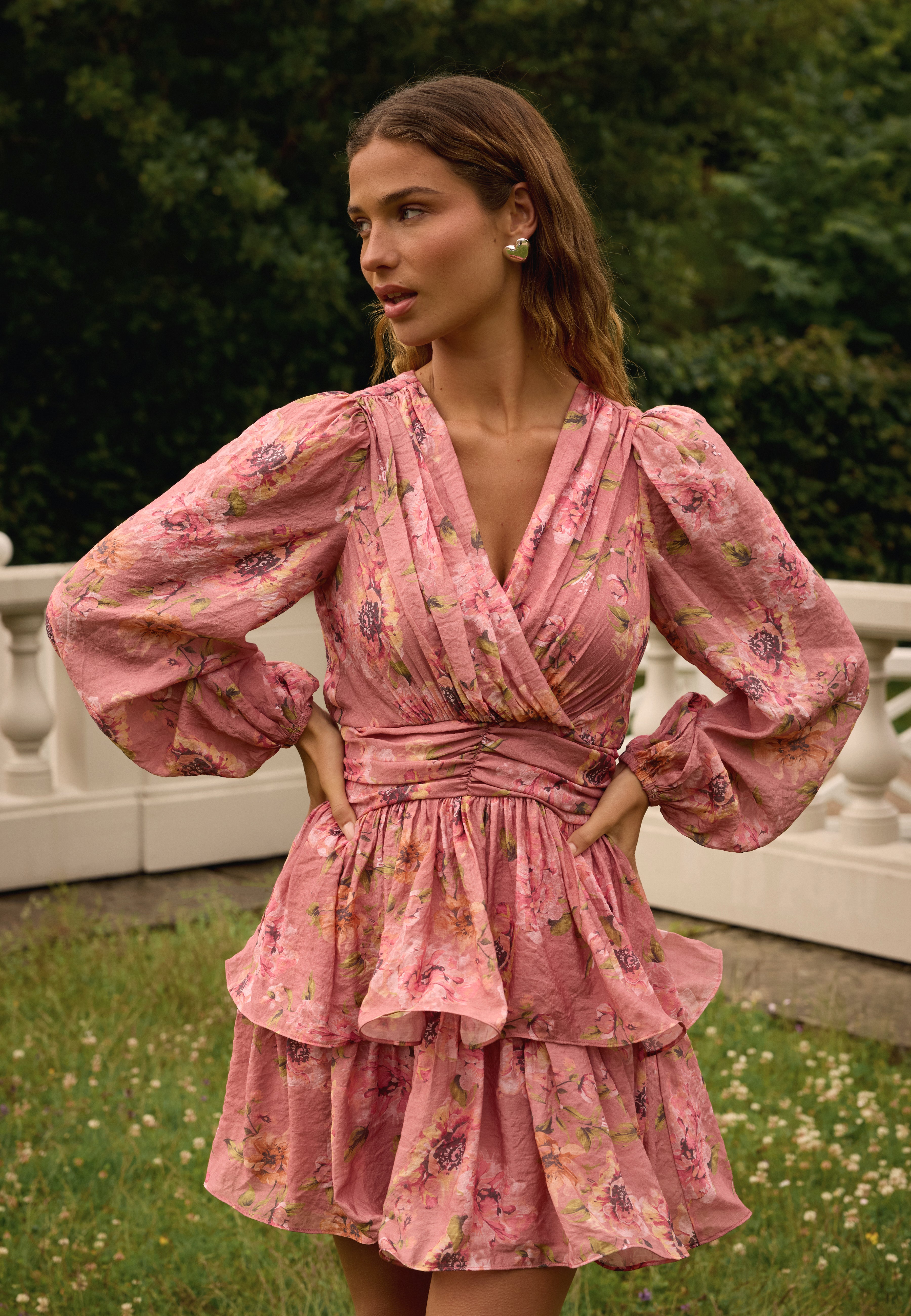 flounce dress Balloon Sleeve Short Flounce Dress
