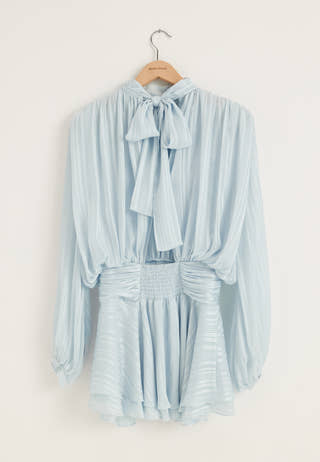 Bow Jacquard Short Dress