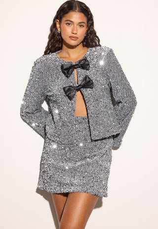 Bow Sequin Velvet Jacket