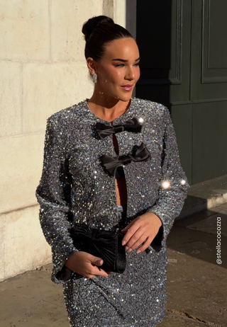 Bow Sequin Velvet Jacket