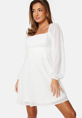 Square Neck L/S Chiffon Dress