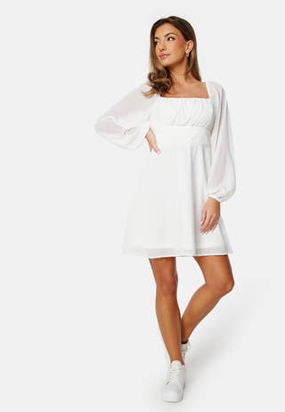 Square Neck L/S Chiffon Dress