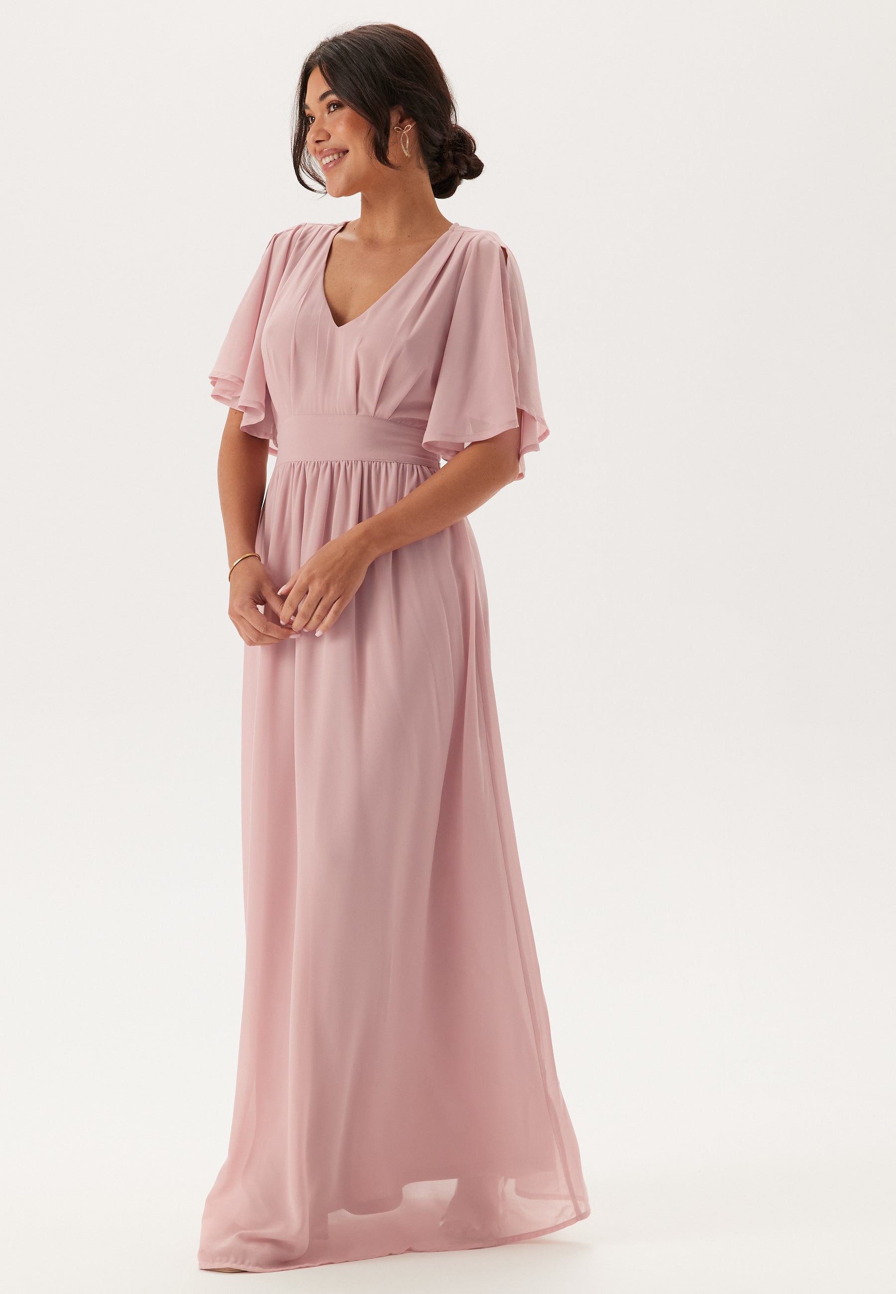 long sleeve pink dress forever 21 Puff-Sleeve Satin Maxi Dress