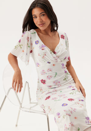 Butterfly Sleeve Mesh Ankle Dress