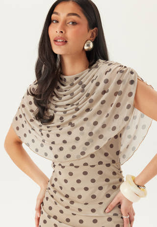 Cape Mesh Ankle Dress