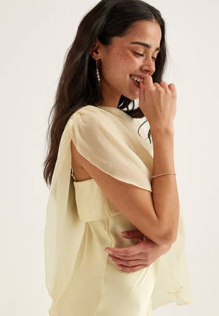 Cape Satin Maxi Dress