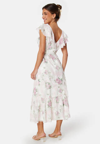 Flounce Jacquard Midi Dress