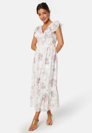 Flounce Jacquard Midi Dress