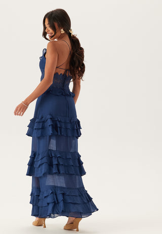 Crochet Waist Flounce Maxi Dress