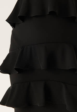 Deep V-Neck Flounce Gown
