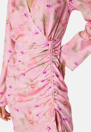 Drawstring L/S Midi Dress