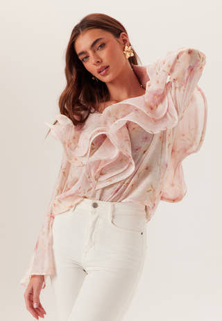 Flounce Sheer Blouse