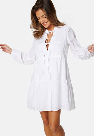 Tie L/S cotton dress
