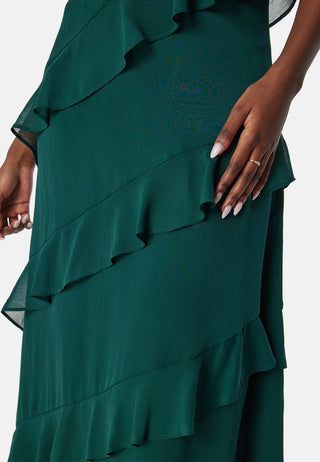 Frill Chiffon Midi Dress