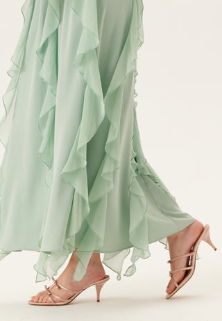 Frill Halterneck Ankle Dress
