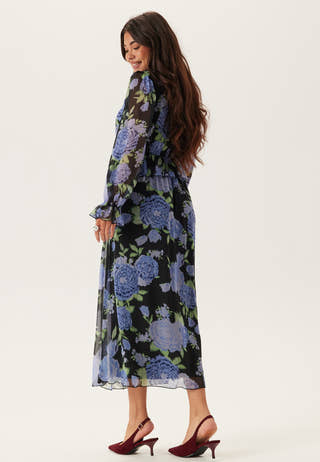 Frill L/S Chiffon Midi Dress