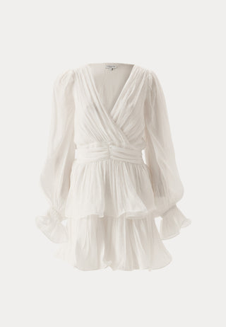 Frilled Balloon Sleeve Short Flounce Dress