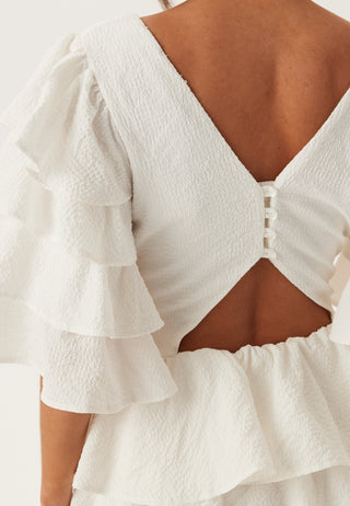 Frilled Sleeve Short Dress