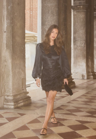 Fringe Sequin Mini Skirt