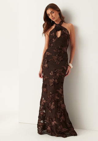 Halterneck Embroidered Gown