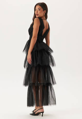 High Slit Tulle Maxi Dress