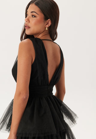 High Slit Tulle Maxi Dress