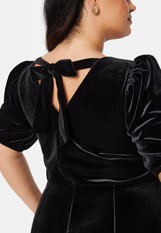 Bow Velvet Short Dress