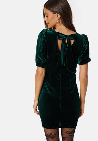 Bow Velvet Short Dress
