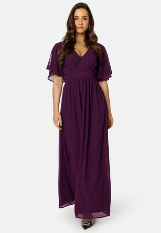 Butterfly Sleeve Chiffon Gown