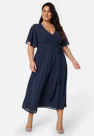 Butterfly Sleeve Midi Dress