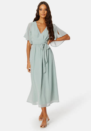 Butterfly Sleeve Midi Dress