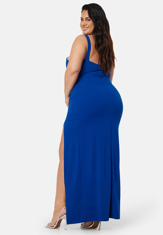 Square neck slit maxi  dress